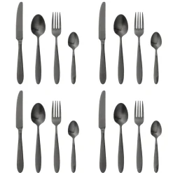 Bloomingville Frea Besteck Set Schwarz, 16-teilig, Edelstahl