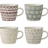 Bloomingville Karine Becher mit Henkel 4er, Steingut