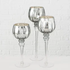 Boltze 3er Set Windlicht Manou silber