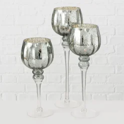 Boltze 3er Set Windlicht Manou silber