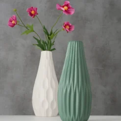 Boltze Hohe Vase Lenja 2er grün