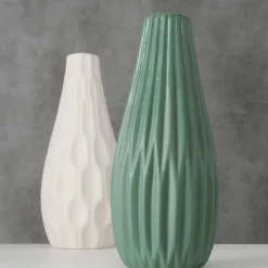 Boltze Hohe Vase Lenja 2er grün