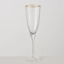Boltze Sektglas Sofia lang mit Goldrand