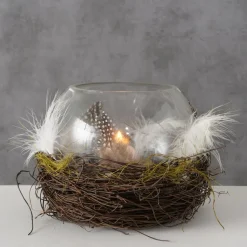 Boltze Windlicht Emil mit Federn