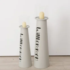 Boltze Windlicht Willkommen aus Eisen, 2er Set