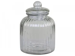Chic Antique Aufbewahrungsglas mit Rillen und Glasdeckel