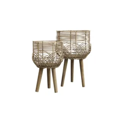 Chic Antique 2er Set Übertopf geflochten mit 3 Beinen