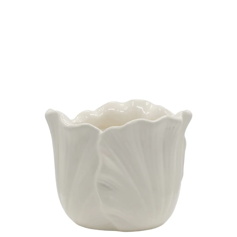 Chic Antique Fayence Blumentopf mit Blätter