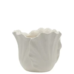 Chic Antique Fayence Blumentopf mit Blätter