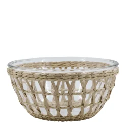 Chic Antique Glasschüssel mit Flechtkorb