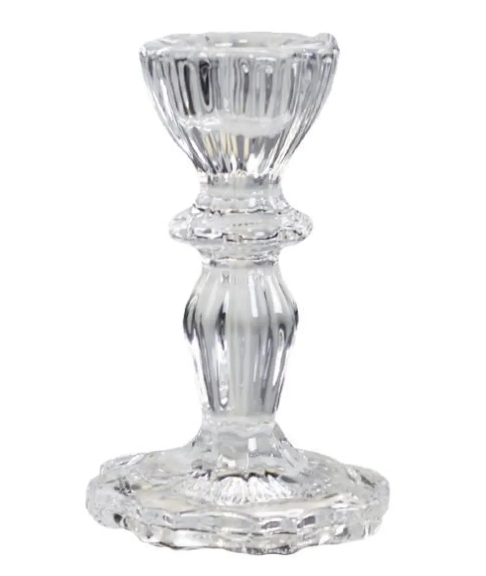 Chic Antique Kerzenständer aus Glas mit Spitzenkante