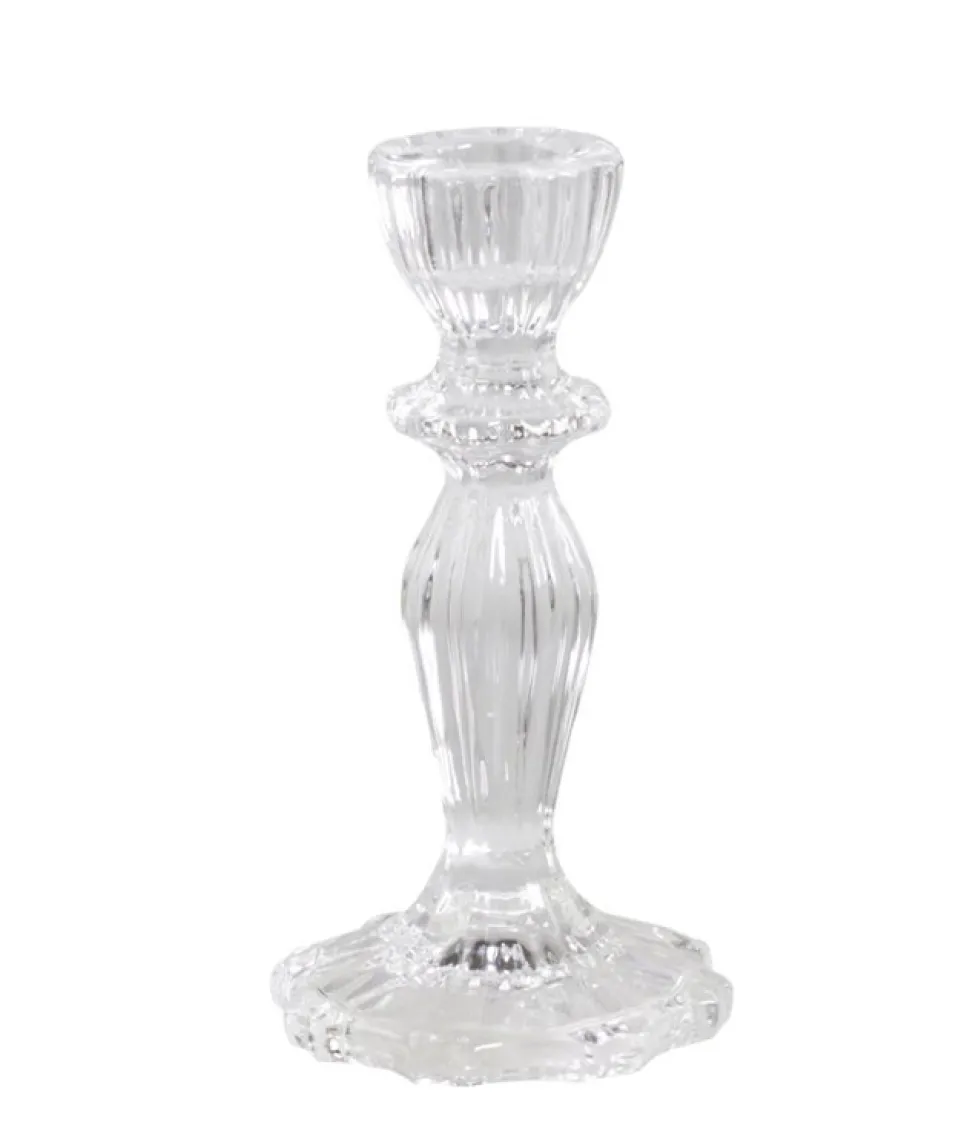 Chic Antique Kerzenständer aus Glas mit Spitzenkante