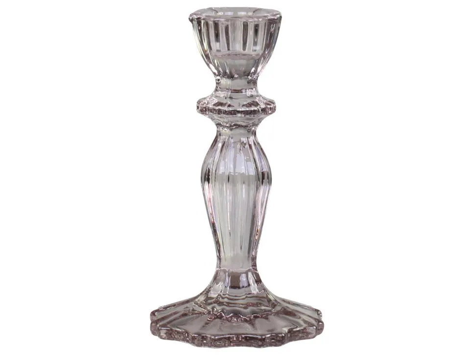 Chic Antique Kerzenständer aus Glas mit Spitzenkante