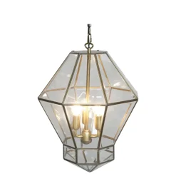 Chic Antique Kronleuchter Antik Messing mit Glas