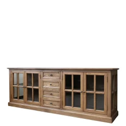 Chic Antique Landhaus Vitrinenschrank Marseille mit 4 Türen und 4 Schubladen