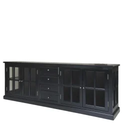 Chic Antique Landhaus Vitrinenschrank Marseille mit 4 Türen und 4 Schubladen