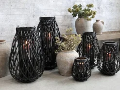 Chic Antique Laterne geflochten schwarz