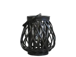 Chic Antique Laterne geflochten schwarz
