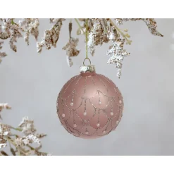 Chic Antique Rosa Weihnachtskugel aus Glas