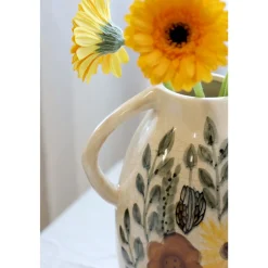 Chic Antique Steingut Kanne mit Blumenmotiv