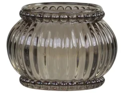 Chic Antique Teelichthalter mit Rillen & Perlenkante mokka