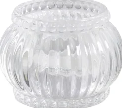 Chic Antique Teelichthalter mit Nuten und Perlenkante