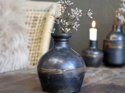 Chic Antique Vase aus Eisen, schwarz