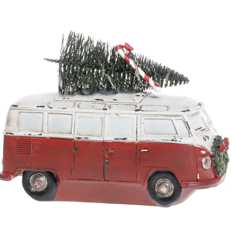 Chic Antique Vintage Bus mit Weihnachtsbaum und LED