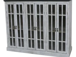 Chic Antique Vitrine mit 6 Türen und schwarzem Top
