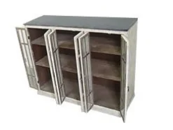 Chic Antique Vitrine mit 6 Türen und schwarzem Top