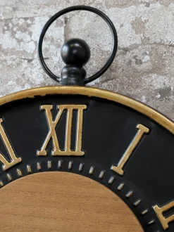 Chic Antique Wanduhr antik schwarz, messingfarben