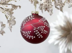Chic Antique Weihnachtskugel mit Glitzer, rot