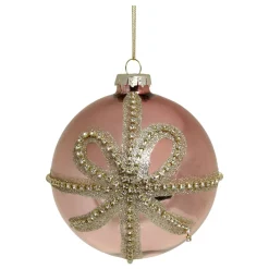 Chic Antique Weihnachtskugel Rosa Glitzerschleife