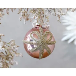 Chic Antique Weihnachtskugel Rosa Glitzerschleife