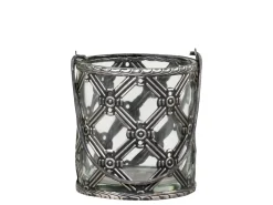 Chic Antique Windlicht mit Henkel und Karomuster