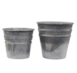 Chic Antique Zink Übertopf mit Perlenkante 2er