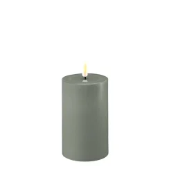 Deluxe Homeart LED Stumpenkerze Real Flame salbei green