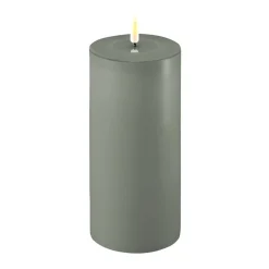 Deluxe Homeart LED Stumpenkerze Real Flame salbei green