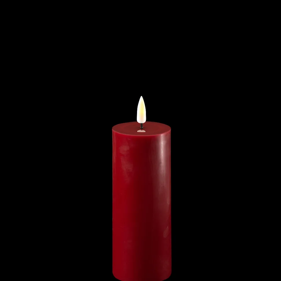 Deluxe Homeart LED Stumpenkerze Real Flame bordeaux