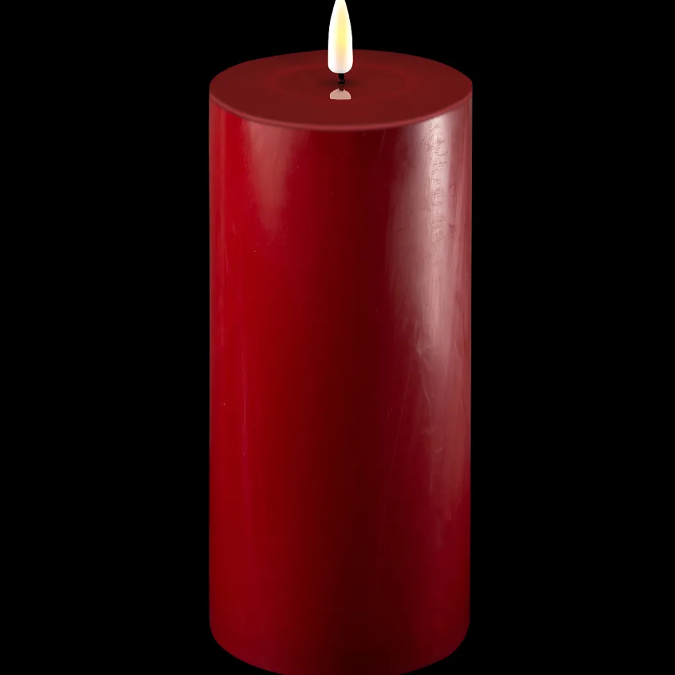 Deluxe Homeart LED Stumpenkerze Real Flame bordeaux