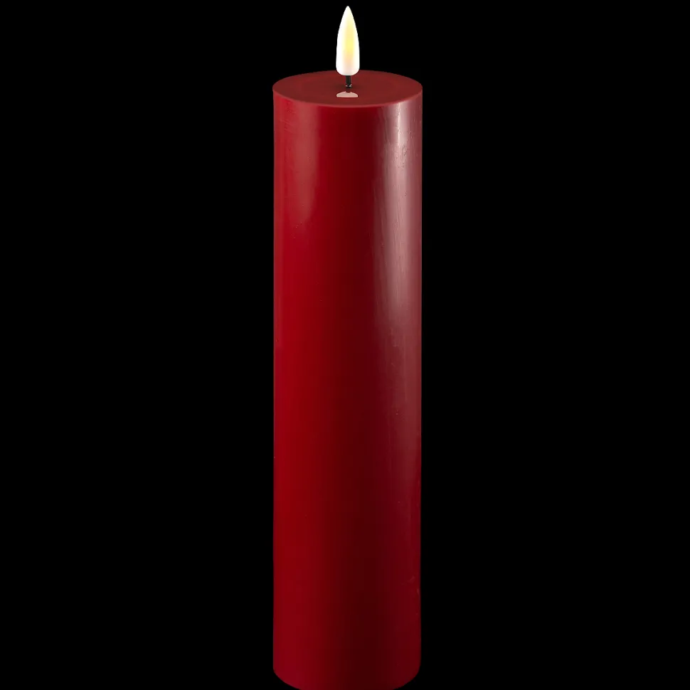 Deluxe Homeart LED Stumpenkerze Real Flame bordeaux