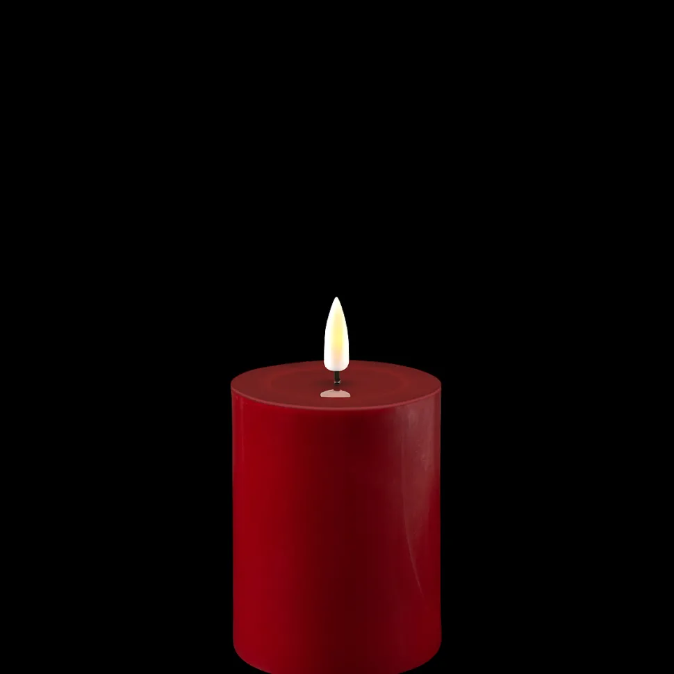 Deluxe Homeart LED Stumpenkerze Real Flame bordeaux