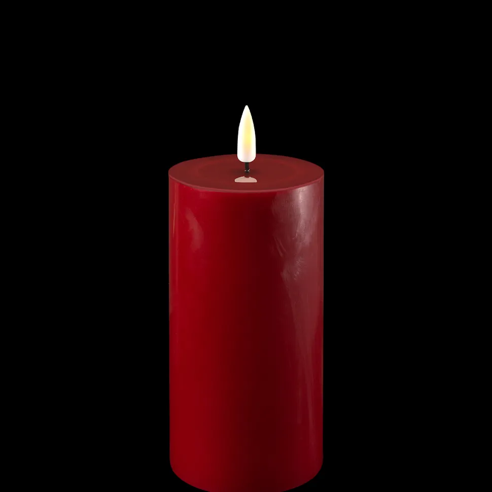 Deluxe Homeart LED Stumpenkerze Real Flame bordeaux