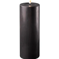 Deluxe Homeart LED Stumpenkerze Real Flame schwarz