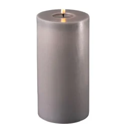 Deluxe Homeart LED Stumpenkerze Real Flame grau