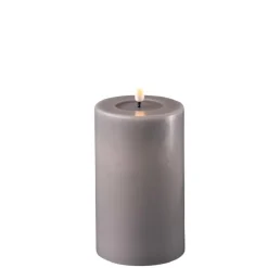 Deluxe Homeart LED Stumpenkerze Real Flame grau