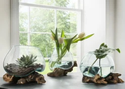 Faktorei Unikat Teak-Dekowurzel mit Glasschale