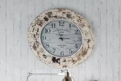 Faktorei Wanduhr Shabby, recyceltes Holz, weiß