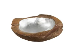 HSM Collection Obstschale Teakholz mit Aluminiumschale silber