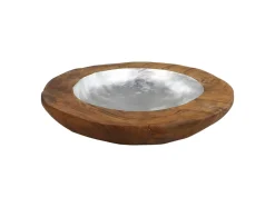 HSM Collection Obstschale Teakholz mit Aluminiumschale silber